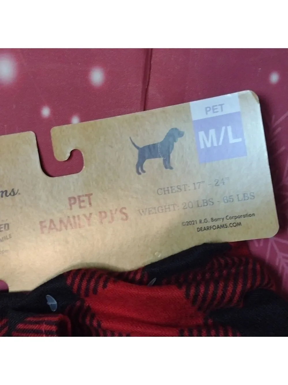 DEARFOAMS family pj's red plaid bandana size M/L
